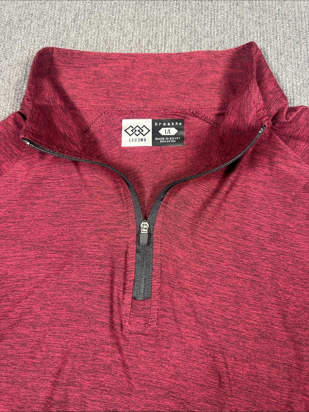 LEG3ND Breathe Garnet Red 1/4 Zip Mock Neck Pullover Golf Performance Large EUC